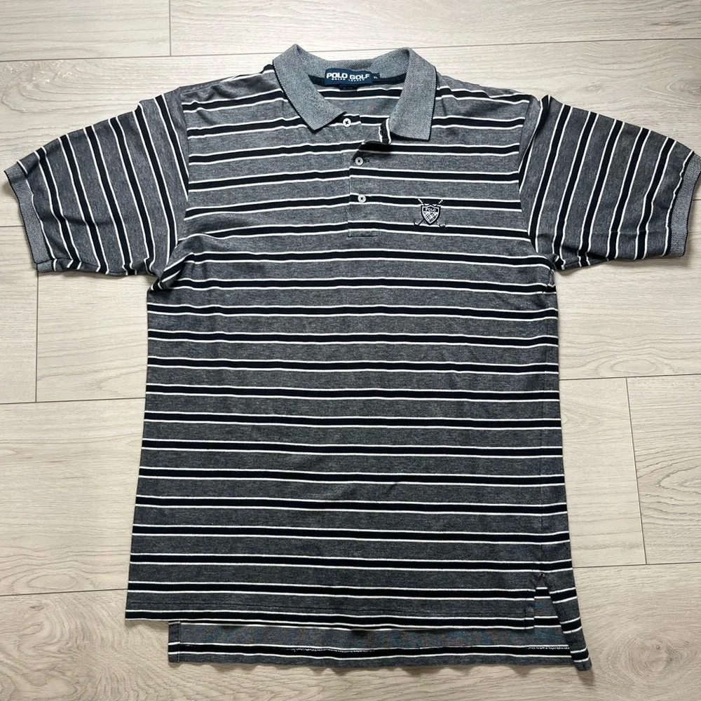 Polo Golf Ralph Lauren polo shirt short sleeve black, white & gray XL preppy